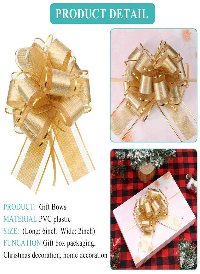 WILLBOND 20 Pieces 6 Inch Pull Bows Gift Wrapping Ribbon Pull Bows for Valentine Wedding Baskets Christmas Multicolor Wrap Accessory for Gift Present Holiday Decor(Gold) - Image 4