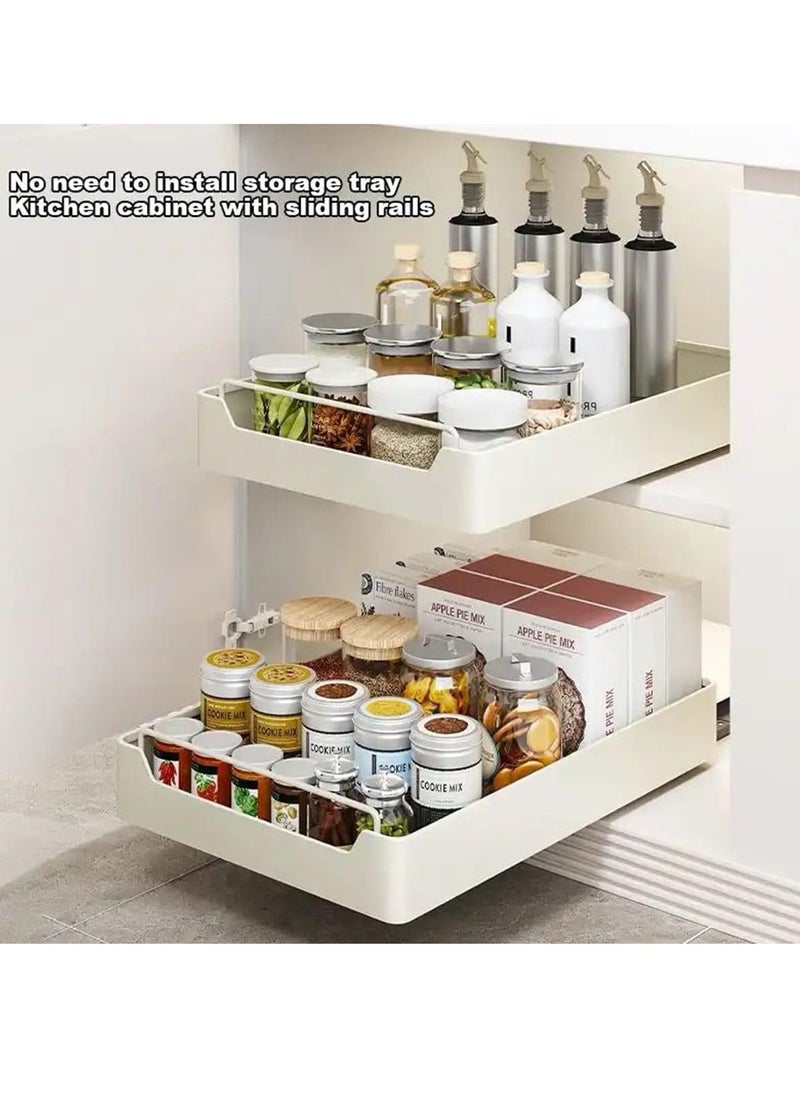 Blueland 2 Pcs Pull out Cabinet Organizer, Sliding Shelf for Kitchen Cabinet, Spice Storage Rack, Under Sink Organizers & Storage, Slide Out Pantry Shelves, for home, restaurant, kitchen & bathroom  - Image 4