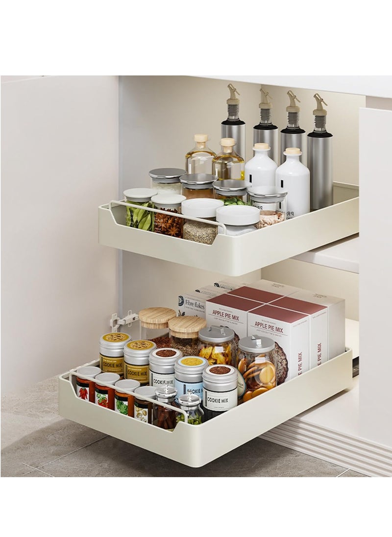 Blueland 2 Pcs Pull out Cabinet Organizer, Sliding Shelf for Kitchen Cabinet, Spice Storage Rack, Under Sink Organizers & Storage, Slide Out Pantry Shelves, for home, restaurant, kitchen & bathroom  - Image 1