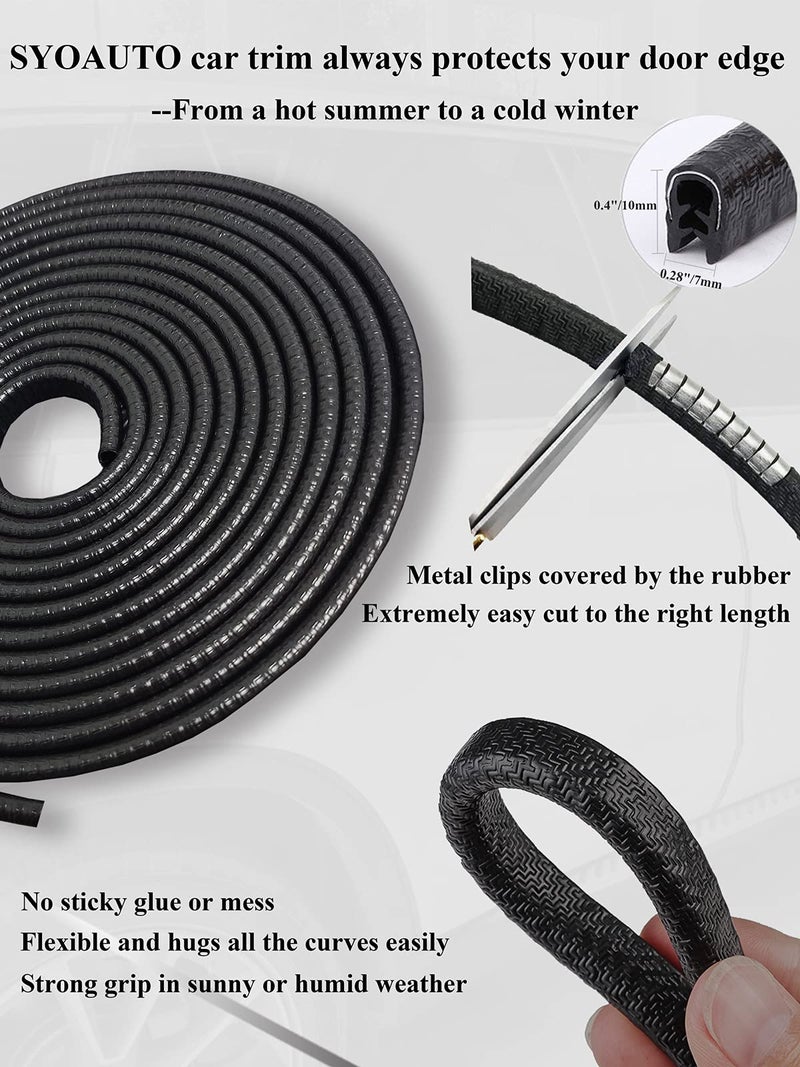 SYOAUTO 65Ft(20M) Door Edge Guard Black Car Door Edge Guards Door Edge Protector for Cars Rubber Auto Door Trim U Shape Build in Metal Sheet No Need Adhesive Easy to Cut Door Guards for Most Cars - Image 3