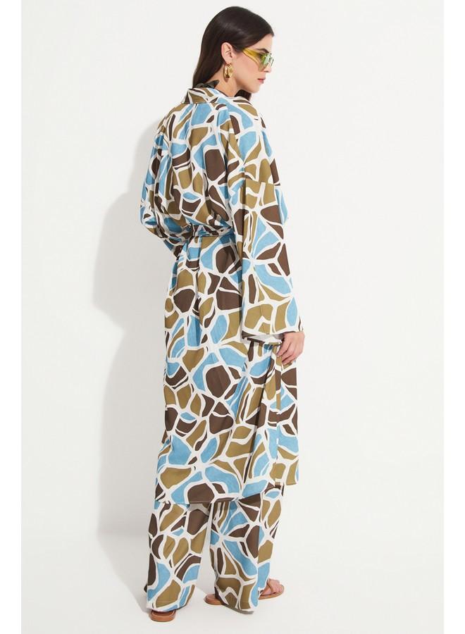 JUNE Exclusive Patterned Kimono Trouser Set Multicolor - Image 4