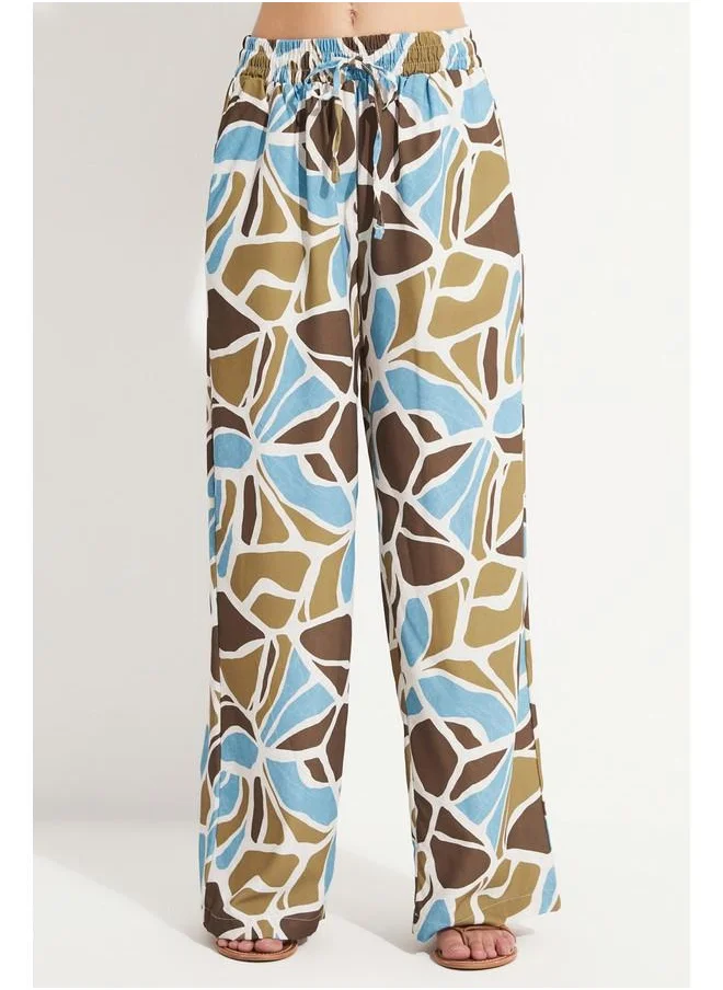 JUNE June Exclusive Patterned Kimono Trouser Set Multicolor