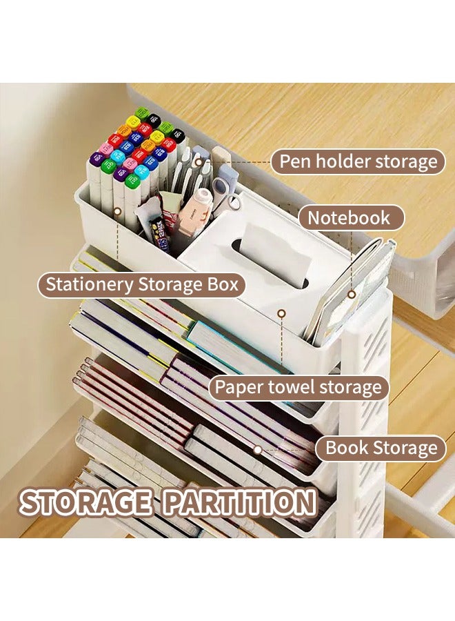 Generic 6-Layer Multifunctional Rolling Cart, Storage Cart With Lockable Wheels, Mobile Bookshelf Multifunctional Storage Rack For Kitchen Living Room Office, White  - Image 3