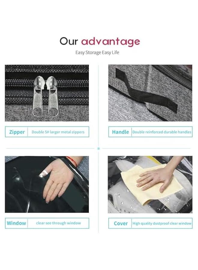 MIXDE Sturdy Under Bed Shoe Storage Organizers 2 Pack, Fit Total 24 Pairs, Large Underbed Closet Shoes Box Container Bag with Clear Cover, Breathable - Image 5