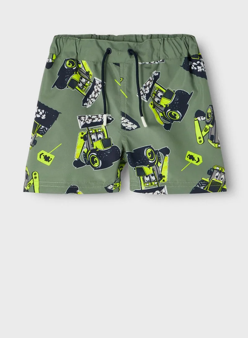 NAME IT Kids Road Roller Print Swim Shorts