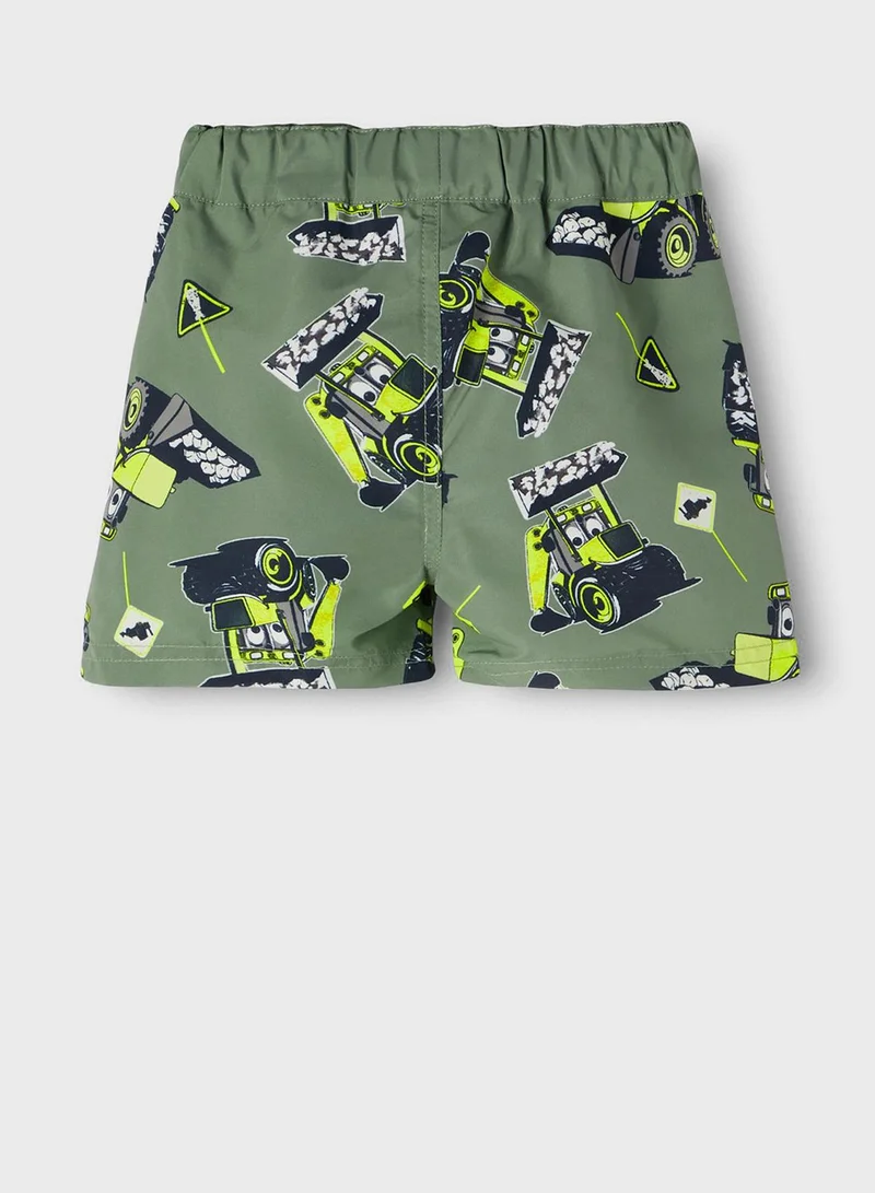 NAME IT Kids Road Roller Print Swim Shorts