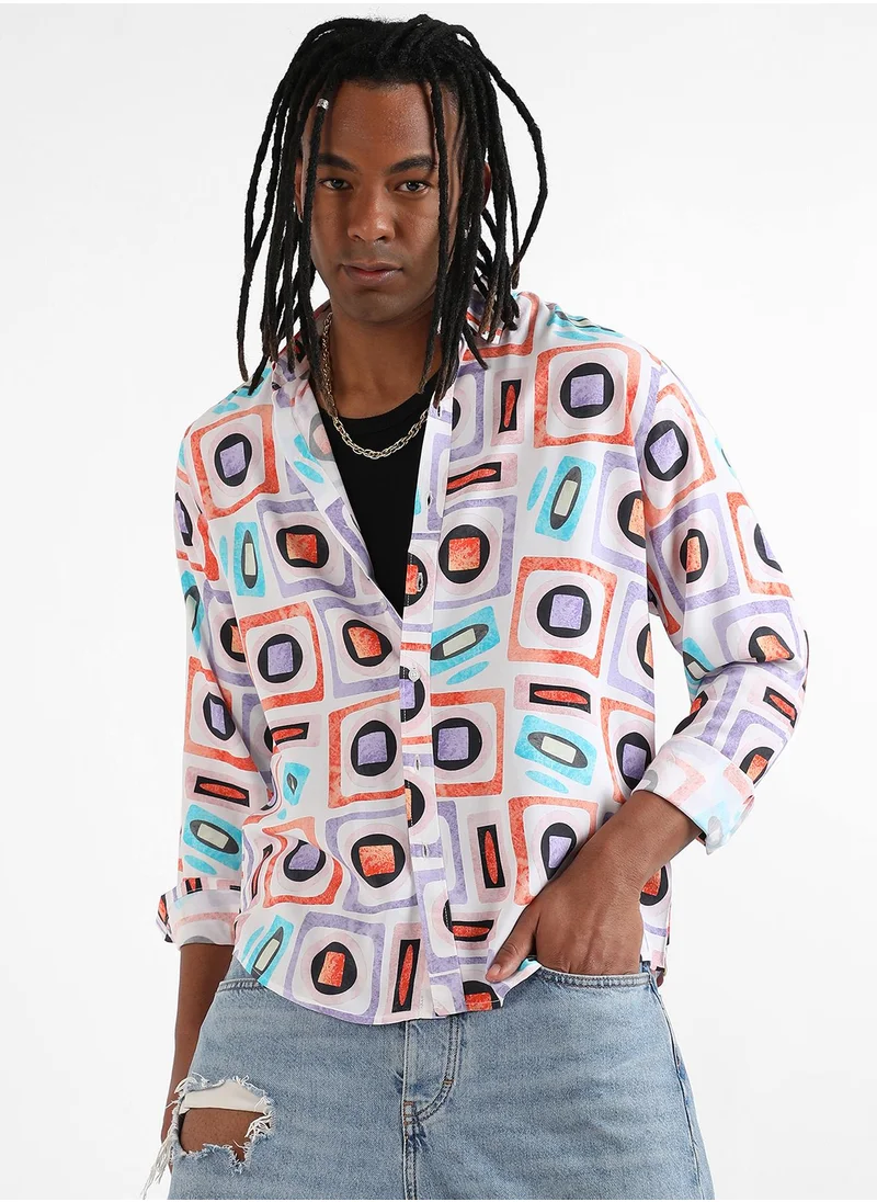Campus Sutra Men's EcoLiva Multicolour Structural Block Shirt
