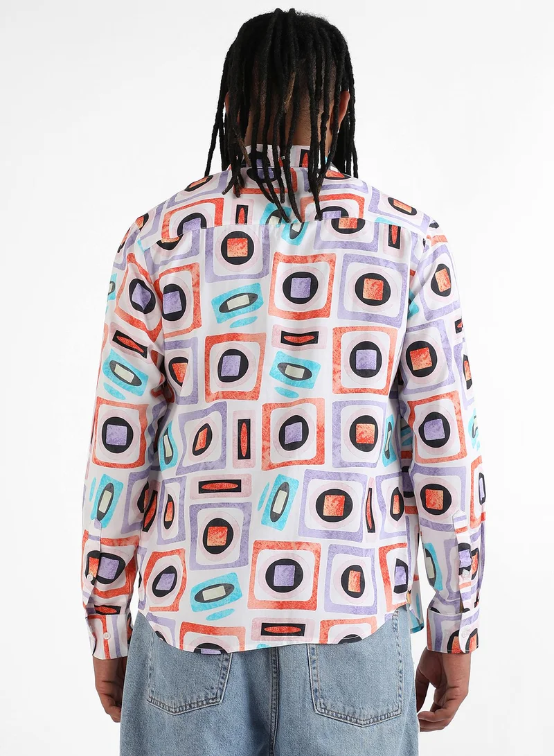 Campus Sutra Men's EcoLiva Multicolour Structural Block Shirt