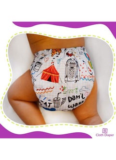 BEMBIKA Washable Polyester Cloth Adjustable Diapers With 5 Layer Bamboo Charcoal Insert (White Doodle)  - Image 4