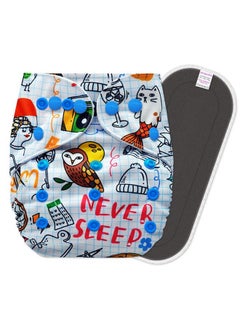 BEMBIKA Washable Polyester Cloth Adjustable Diapers With 5 Layer Bamboo Charcoal Insert (White Doodle)  - Image 2