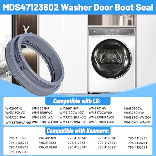 Alvar Upgraded MDS47123602 Washer Door Boot Gasket Compatible with LG Washer Door Boot Seal MDS64237202 Kenmore Door Boot Seal MDS64237201, WM3050CW, WM3170CW, WM3370HWA, WM3250HWA, WM3670HWA Door Gasket - Image 5