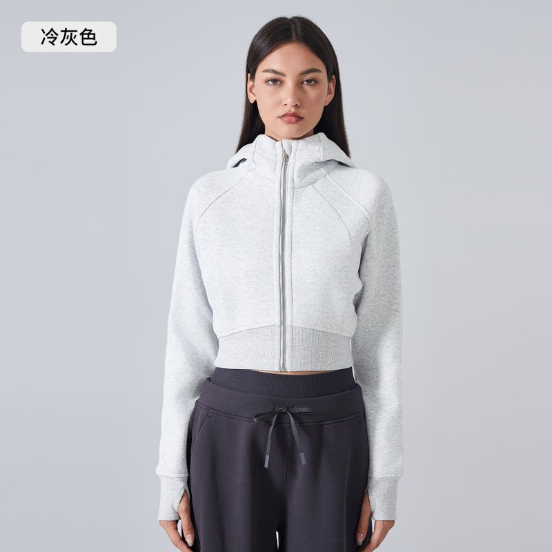 Generic Autumn Winter Slim Fit Hoodie Zip Casual Yoga Jacket DAW137 Cool gray 