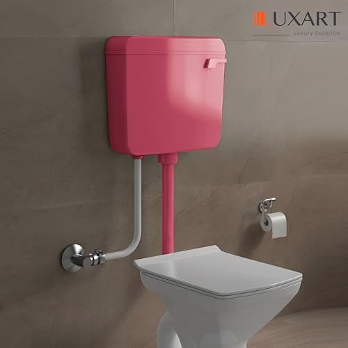 LUXART 8 LTR Wall Mounted Magenta Flush Tank for Toilet - Polypropylene Smart PVC Slim Cistern | Side Handle Front Flushing with Air Freshener & Complete Kit - Image 5