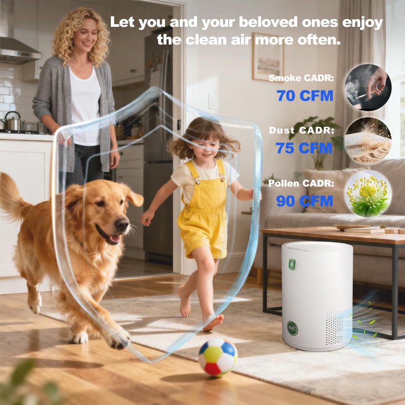 Arint Air Purifiers for Bedroom,H13 True HEPA Air Purifier with 5-Layer Filtration for Pollen/Smoke/Dust/Pet Dander/Odor/Hair,Portable Small Air Purifiers for Home/Office/Living Room(KJ80A White) - Image 3