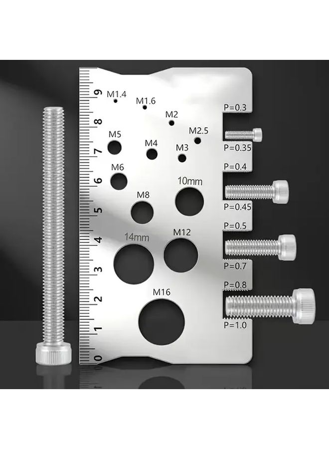 1pc 304 Stainless Steel Screw Gauge Precision Thread Pitch Measurement Heavy Duty Industrial Tool For Mechanical Engineering Manufacturing - Image 1