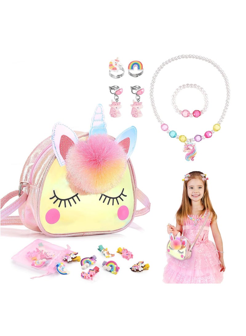 Kids Jewellery Sets for Girls Unicorn Toys for 2 to 12 Year Olds Girls Birthday Presents Unicorn Bag - Image 1