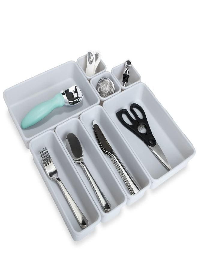 Smart Design Smart Design Interlocking Drawer Organizer - 8 Piece Set - BPA Free - Utensils, Flatware, Office, Personal Care, or Makeup Storage - Kitchen - Cool Gray  - Image 1