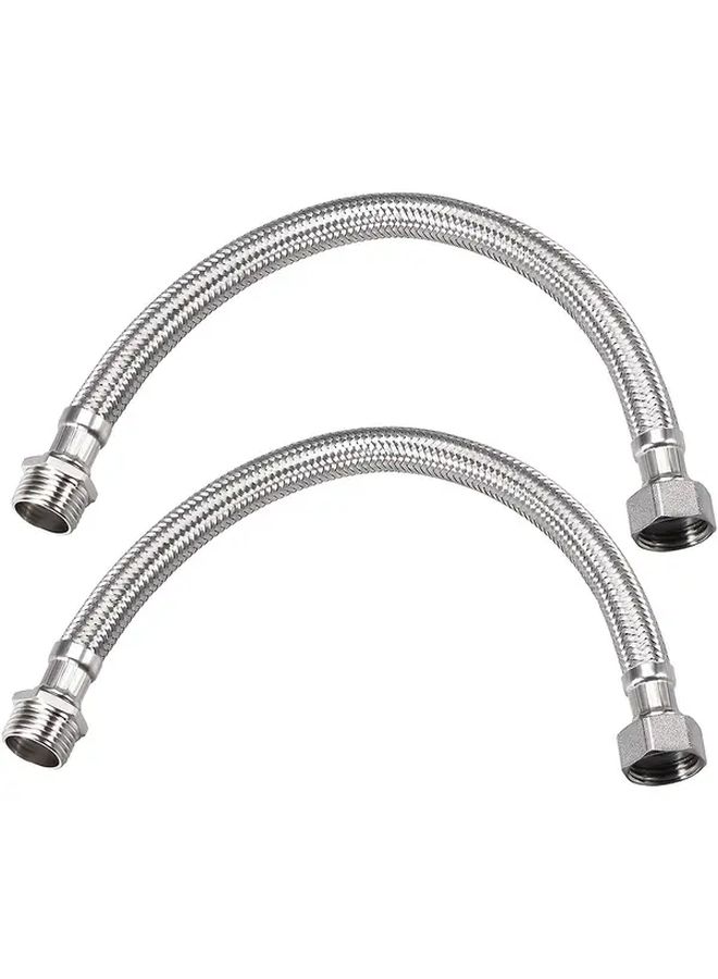 2Pcs 304 Stainless Steel Braided Hose G1/2 Female To Male 23 62 Inch Flexible Connector - Image 1