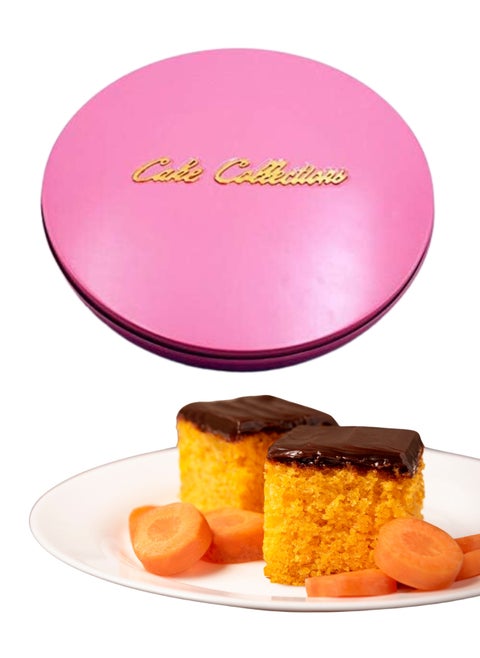 A Circular Tray of Basbousa and Kunafa Divided Into Squares with a Lid 35 Cm