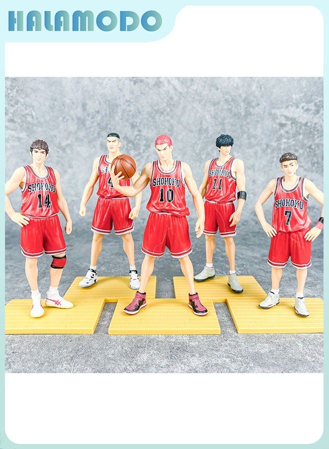 HALAMODO Slam Dunk Standing Figures of Sakuragi Hanamichi, Miyagi Ryota, Rukawa Kaede, Akagi Takenori and Mitsui Hisashi of Shohoku Team - Handsome Large-sized Handmade Model Figure Doll Decoration - Image 4