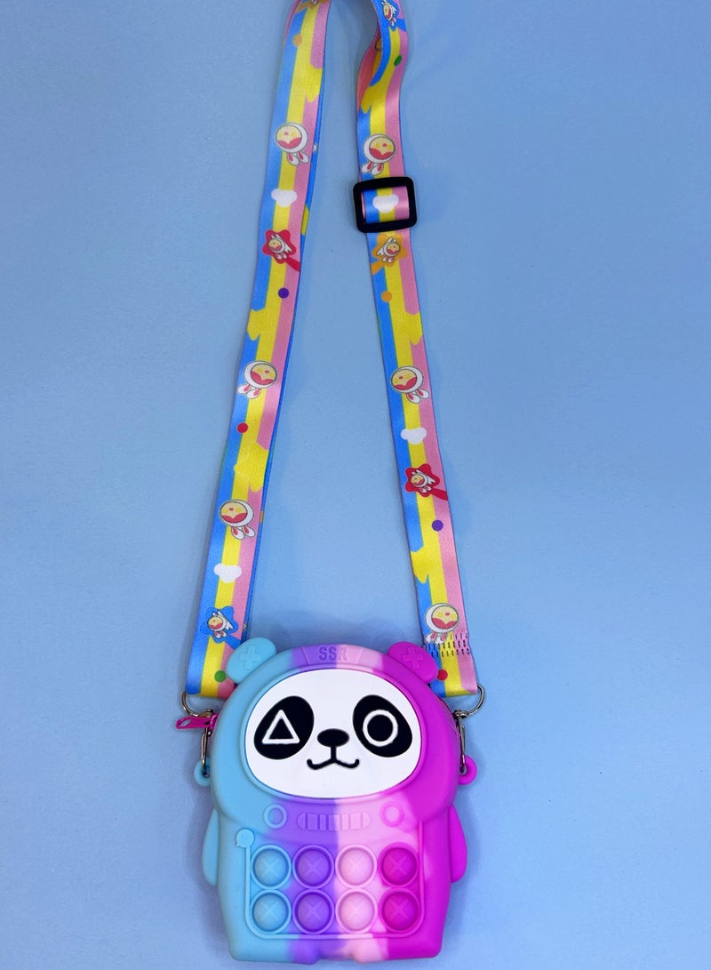 Ogi Mogi Toys Colorful Panda Shape Shoulder Bags for Girls, Mini Silicone Fidget Bag with Adjustable Strap, Squishy Crossbody Purse for Kids, Perfect Sensory Toy Gifts for Kids Aged 3-10  - Image 2