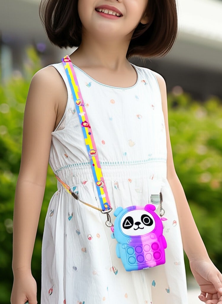 Ogi Mogi Toys Colorful Panda Shape Shoulder Bags for Girls, Mini Silicone Fidget Bag with Adjustable Strap, Squishy Crossbody Purse for Kids, Perfect Sensory Toy Gifts for Kids Aged 3-10  - Image 1