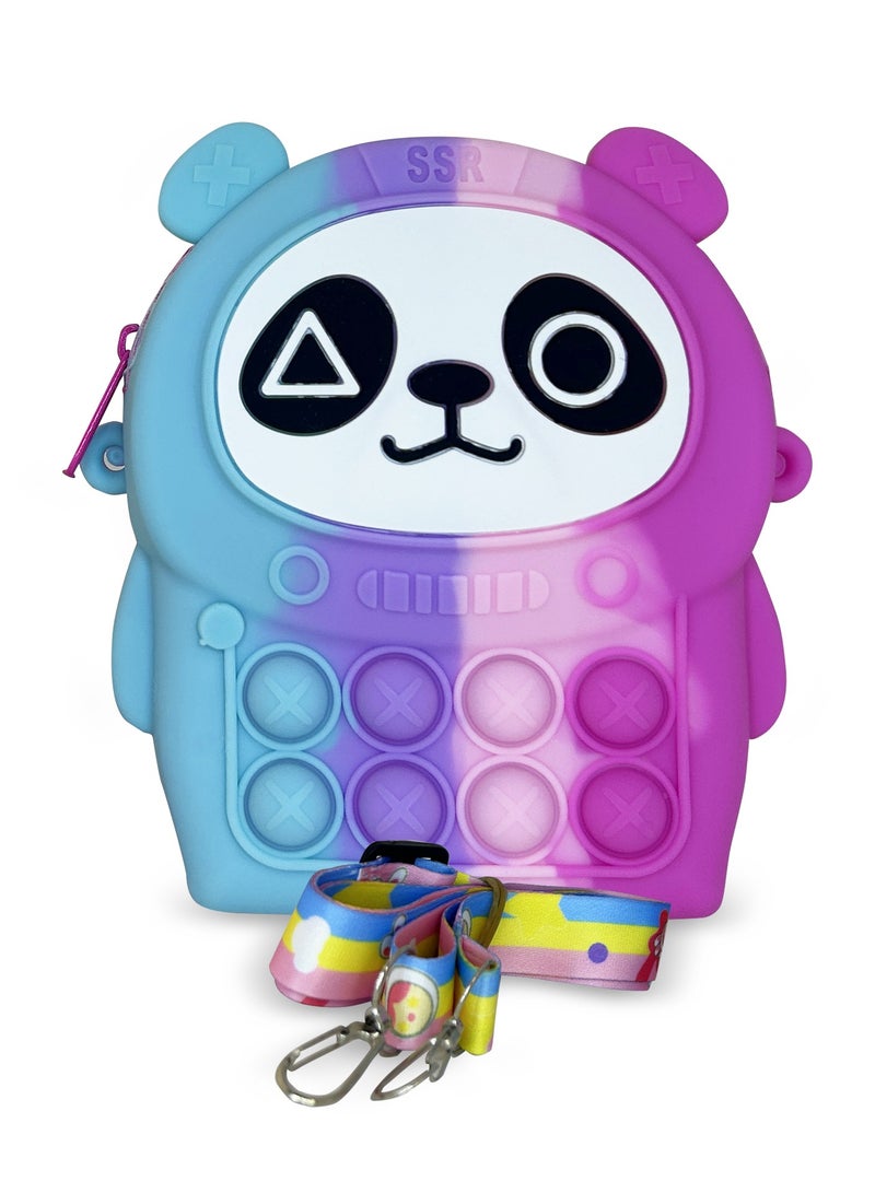 Ogi Mogi Toys Colorful Panda Shape Shoulder Bags for Girls, Mini Silicone Fidget Bag with Adjustable Strap, Squishy Crossbody Purse for Kids, Perfect Sensory Toy Gifts for Kids Aged 3-10  - Image 3