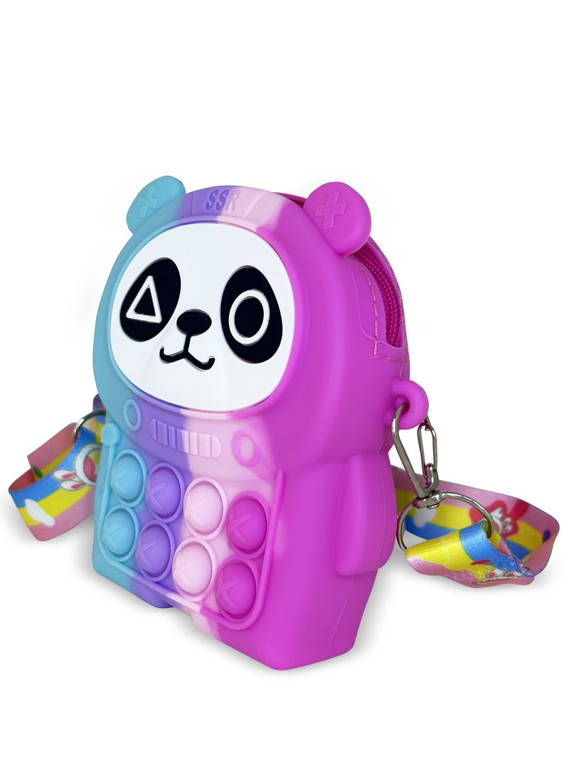 Ogi Mogi Toys Colorful Panda Shape Shoulder Bags for Girls, Mini Silicone Fidget Bag with Adjustable Strap, Squishy Crossbody Purse for Kids, Perfect Sensory Toy Gifts for Kids Aged 3-10  - Image 5