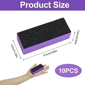 Clydewy 10pcs Nail Buffer Blocks Buffing Block 60100 Grit Nail Buffer Set Manicure Tools 3 Sided Nail Sanding Supplies Smoother Shiner Nails Polisher for Acrylic Natural Nails Black Purple - Image 4