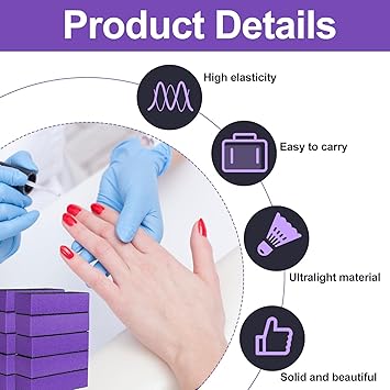 Clydewy 10pcs Nail Buffer Blocks Buffing Block 60100 Grit Nail Buffer Set Manicure Tools 3 Sided Nail Sanding Supplies Smoother Shiner Nails Polisher for Acrylic Natural Nails Black Purple - Image 3
