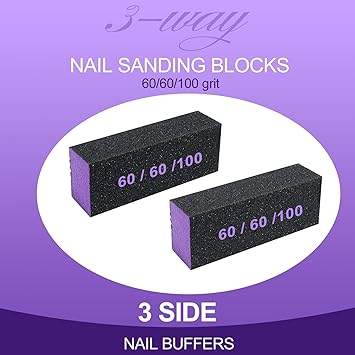 Clydewy 10pcs Nail Buffer Blocks Buffing Block 60100 Grit Nail Buffer Set Manicure Tools 3 Sided Nail Sanding Supplies Smoother Shiner Nails Polisher for Acrylic Natural Nails Black Purple - Image 5