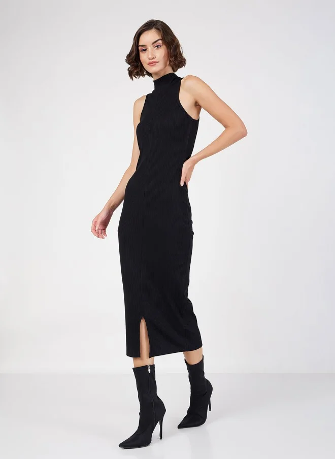 SASSAFRAS High Neck Sleeveless Midi Sheath Dress for Women