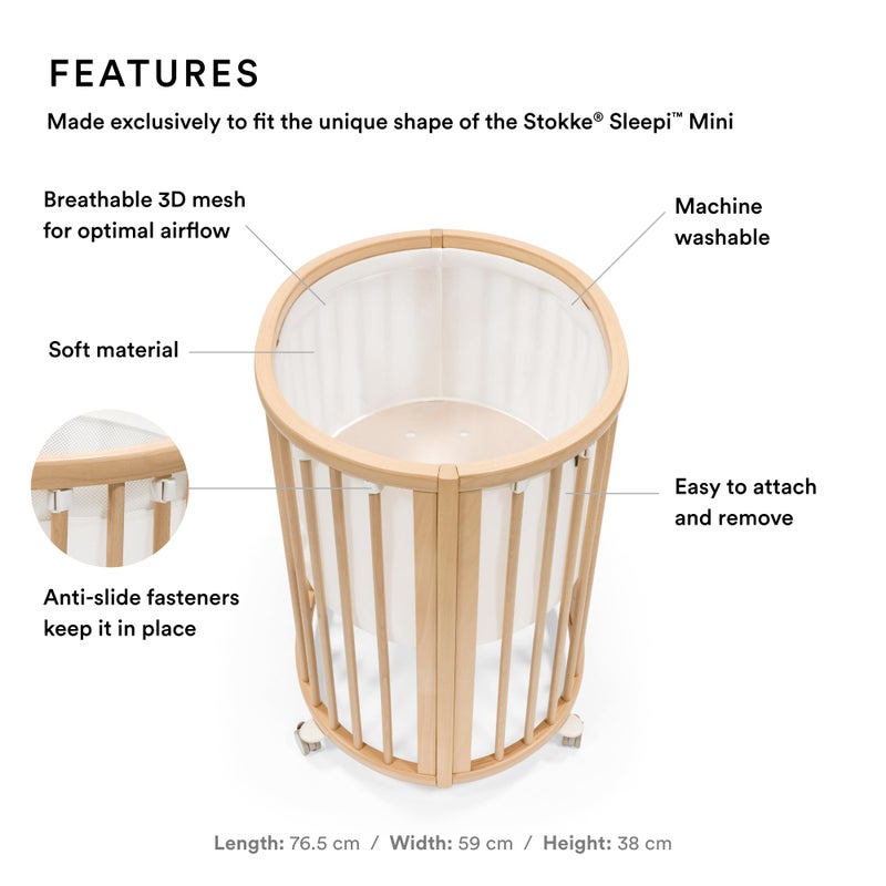 STOKKE ستوكه سليبى V3 ميني سرير بطانة شبكية، أبيض - Image 2