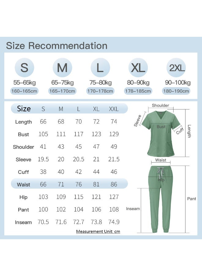 NiaaHinn Men Women's Medical Scrubs Set V-neck Top & Tapered Leg Jogger Pants with Drawstring Medical Nurse Uniform for Hospital Scrub Suit Uniforms for Summer (Peacock Blue) - Image 4