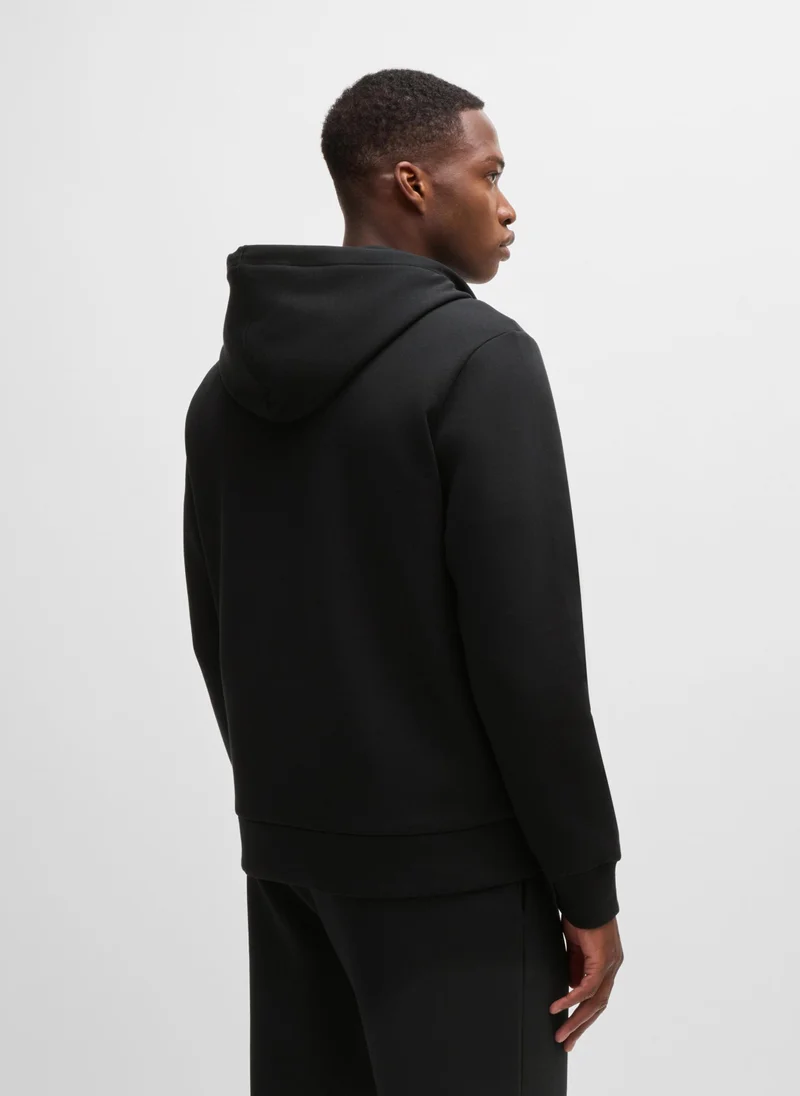 بوس Stretch-cotton zip-up hoodie with logo print