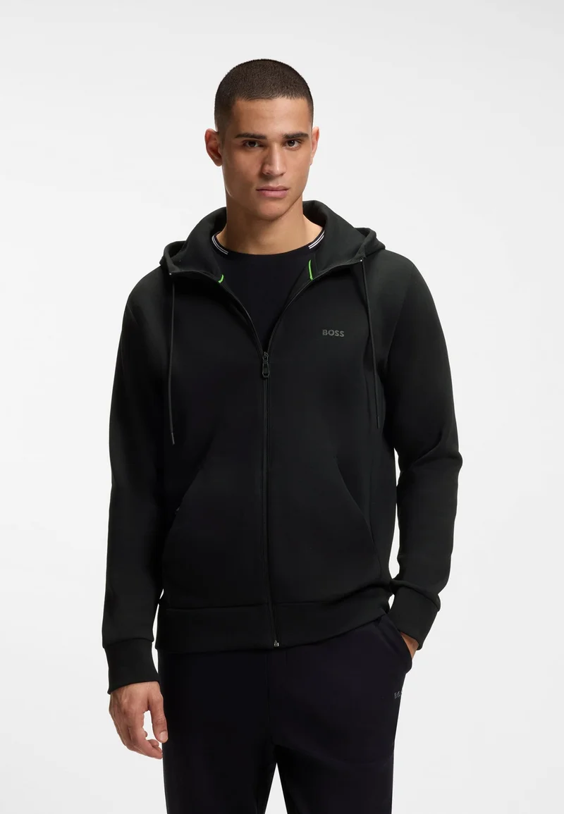 بوس هودي قطن مطاطي بسحاب وطبعة شعار