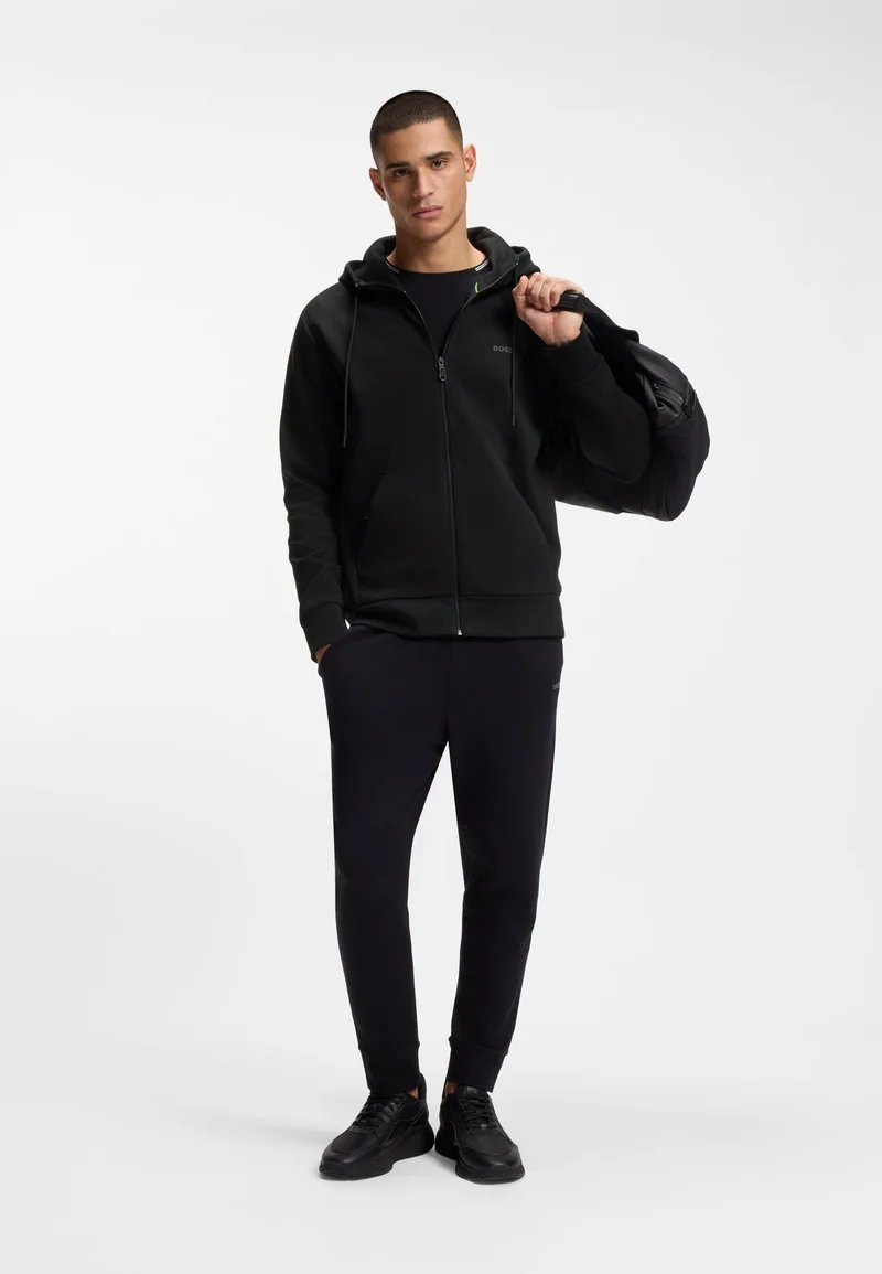 BOSS Black Zip-up hoodie in stretch cotton with logo print for Men | Best Price UAE