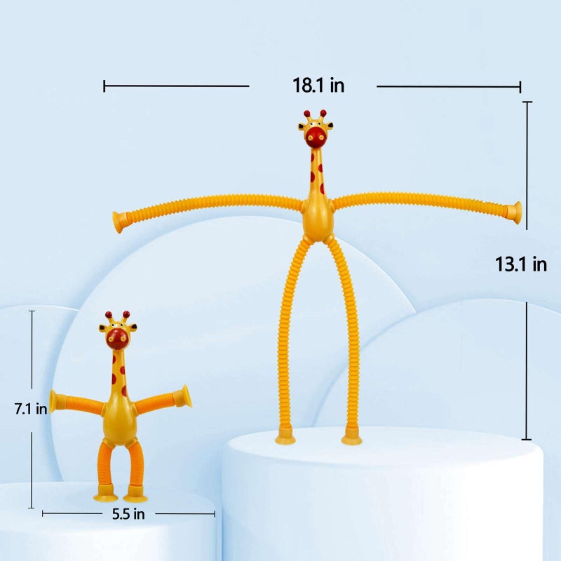 COLEGRY 4 Pack Telescopic Suction Cup Giraffe Toy  Pop Tubes Baby Fidget Toys  Fine Motor Skills And Creative Learning  Autism Sensory Toys For Kids Toddler Age 3 4 5 6 Year Old  Boy Girl Gift - Image 5