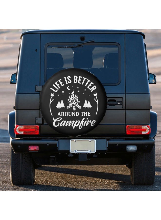 kdkdua Life is Better Around The Campfire Rv Spare Tire Cover for RV Trailer Camper Wheel Protectors Weatherproof Universal for Trailer Rv SUV Truck Travel Trailers (14 inch) - Image 3