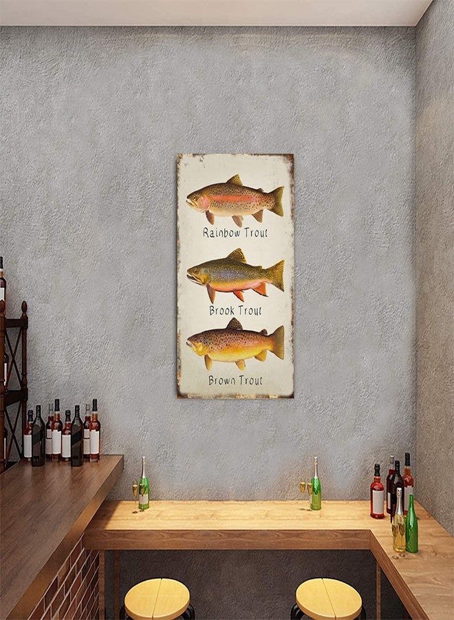 Cusde Rainbow Trout Metal Tin Sign Brook Trout Wall Art Brown Trout Vintage Retro Decoration Poster Plaques Decor Funny Novelty Garage Room Home Cafe Bar Club 8x12 Inch - Image 2