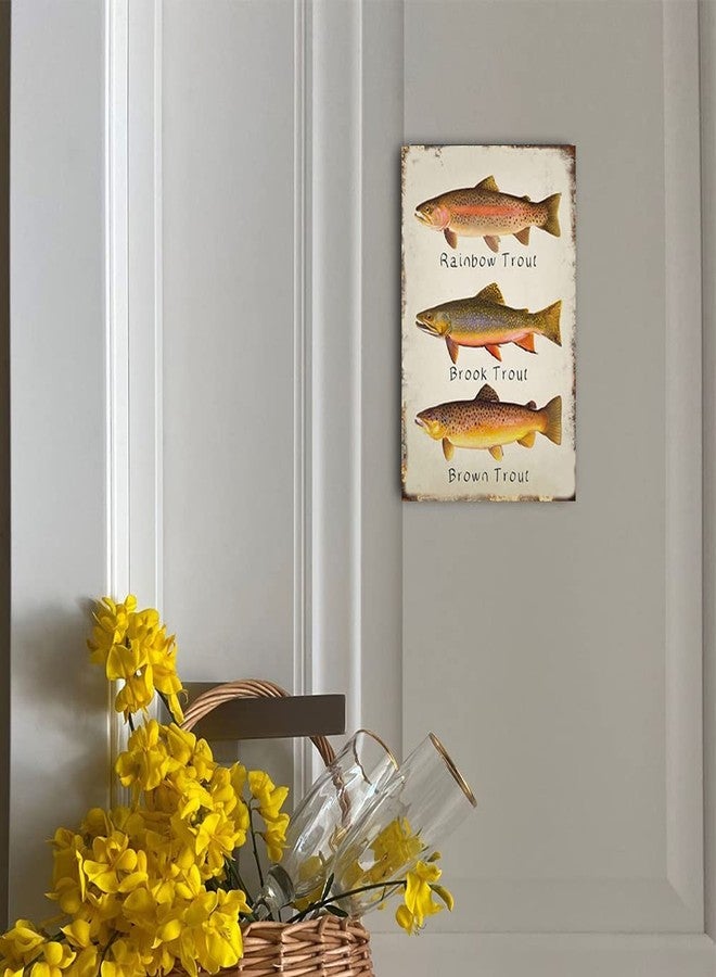 Cusde Rainbow Trout Metal Tin Sign Brook Trout Wall Art Brown Trout Vintage Retro Decoration Poster Plaques Decor Funny Novelty Garage Room Home Cafe Bar Club 8x12 Inch - Image 4