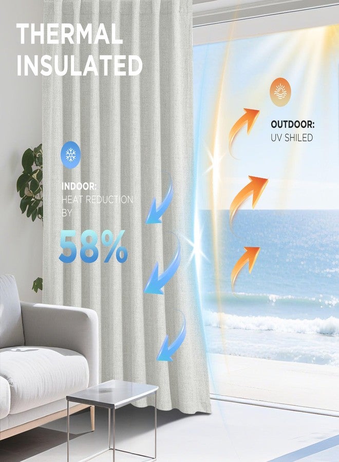 Joydeco 100% Blackout Curtains 90 inches Long Natural Linen Drapes 1 Panels Set Burg for Bedroom Living Room Black Out Darkening Curtain Thermal Insulated Back tab Rod Pocket(70x90inch,Greyish White) - Image 4