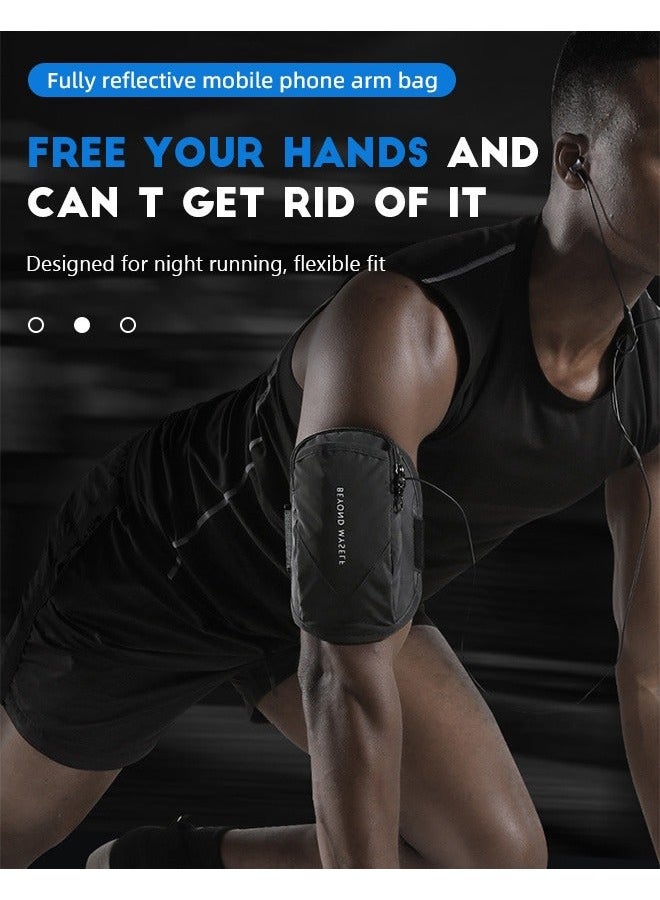 أس تس إل حامل سوار الهاتف الخلوي للهاتف المحمول، سوار ذراع الجري المقاوم للماء معصم، حامل هاتف خلوي عاكس لممارسة التمارين الرياضية، متوافق مع الهواتف الذكية حتى 7 بوصة والأشياء الصغيرة - Image 2