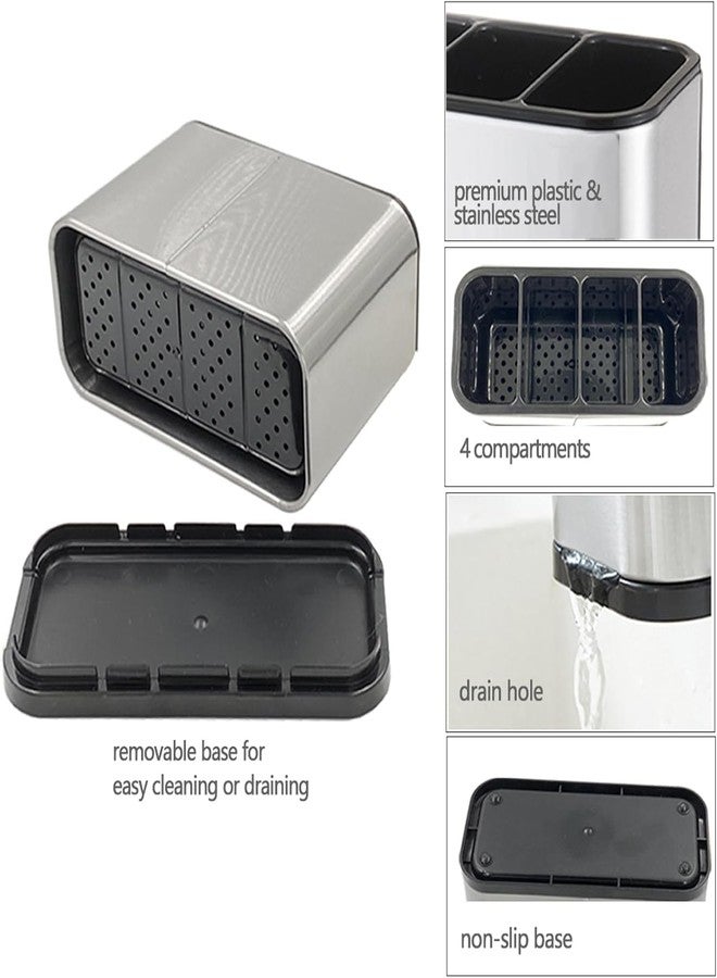 Zipron Silverware Caddy Utensil Caddy Spoon Holder with 4 Divided Compartments, Sturdy Stainless Steel, Rust Proof - Image 2