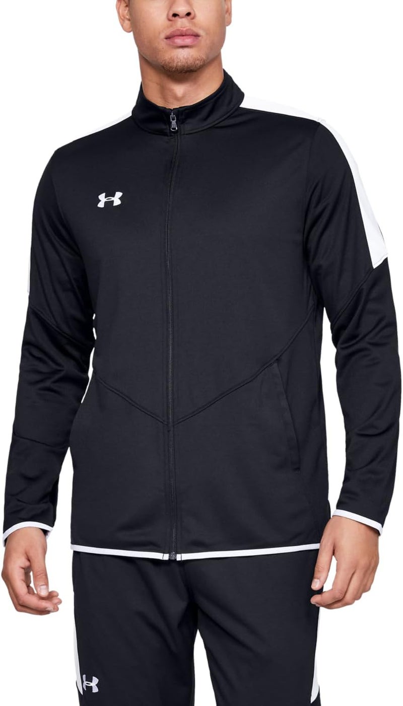 UNDER ARMOUR جاكيت تحت درع للرجال من نسيج ريفال - أسود/أبيض - Image 1