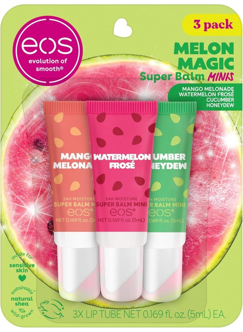 eos 24H Moisture Super Balm Minis- Melon Magic, Limited-Edition Lip Mask, Variety Pack, 0.169 fl oz, 3-Pack - Image 1