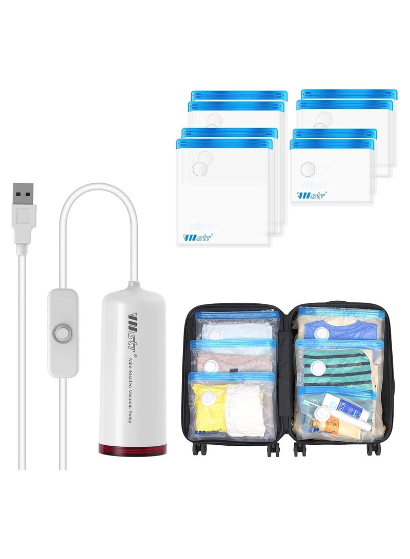 VMstr Travel Vacuum Storage Bag with USB Electric Pump, white - Image 1