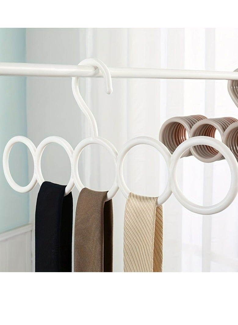 2 Pack Scarf Hanger Holder Scarf Storage Organizer for Ties Belts Socks, Ring Hole Slots for Space Saving, Multiple Purpose Tie Belt Rack Organizer,5-hole Scarf Rack, Multi-purpose Plastic Hanger  - Image 4