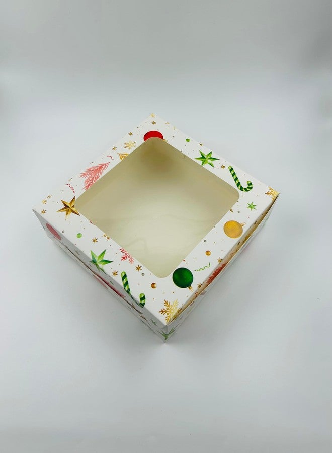 Baekence christmas packaging boxes christmas packaging for cookies, Christmas brownie boxes, White BLST 6x6x2, Pack of 10 pcs - Image 2
