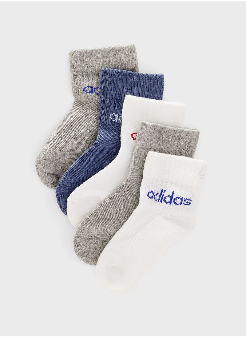Adidas - Kids 5 Pack Linear Ankle Socks - Image 1
